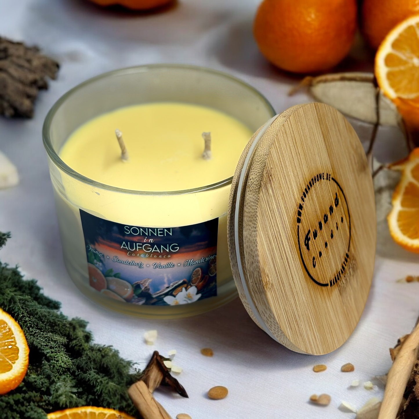 Premium Duftkerze "Sonnenaufgang in Cacablanca" 320g | Furand Candle | Handmade